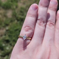 14K Yellow Gold Marquise .35CT Diamond Solitaire Engagement Ring Size 5.5