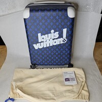 Louis Vuitton Blue Monogram Horizon 55 Rolling Suitcase Luggage Carry On Bag