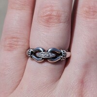 925 Sterling Silver Diamond Lagos Derby Belt Buckle Ring Size 7 