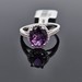14K White Gold Diamond Halo Amethyst Cocktail Statement Ring Size 8.5