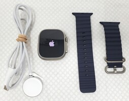 Apple Watch Ultra 49mm GPS + LTE Titanium Case w/ Navy Ocean Band MX4D3LW/A