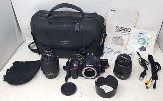 Nikon D3200 24.2MP Digital SLR Camera w/ AF-S Nikkor 18-55mm & 55-200mm Lenses