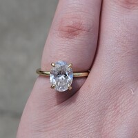 18K Yellow Gold Lab Created 2.05CT Oval Diamond Engagement Ring Size 5.25