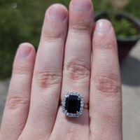 18K White Gold & Diamond Halo 3.17ct Sapphire Cathedral Cocktail Ring Size 8