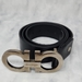 Salvatore Ferragamo Black Leather Silver Buckle Belt