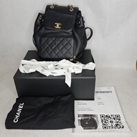 Chanel Quilted Caviar Leather Affinity Backpack Bag Purse with Dustbag & Box