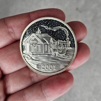 2001 Christmas Santa's Workshop Santa Ornament 999 Silver Troy Ounce Coin Round 