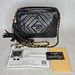 Chanel Quilted Black Leather Crossbody Shoulder Bag with Strap Tassel COA