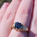 14K Yellow Gold Heart Shaped Blue Topaz Step Statement Cocktail Ring Size 7.75  