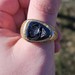 10K Yellow Gold Bark Textured Black Onyx Centurion Men's Wide Band Ring Size 10