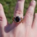 10K Yellow Gold Garnet Citrine Diamond Cocktail Art Deco S Ring Size 6.75