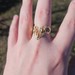  14K Yellow Gold Filigree Gold Nugget V Shaped Statement Ring Size 8.75 