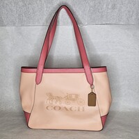 Coach Horse and Carriage Medium Pink Tote Bag Purse Handbag 
