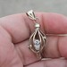 Vintage 14k White Gold Diamond Caged Baroque Pearl Pendant Charm 1x.5.x.5 Inches