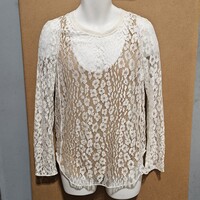 NWT Chloe Flower Print Lace Sheer White Longsleeve Blouse Undershirt 38 FR 6 US 