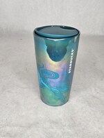 Starbucks Blue Green Siren Logo Iridescent Mermaid Ceramic Coffee Cup with Lid