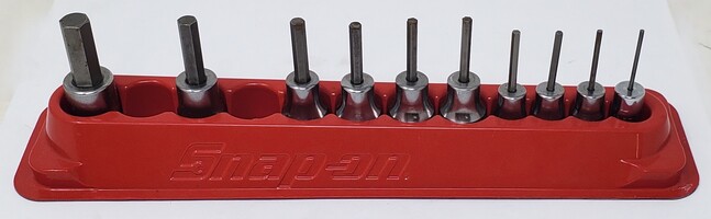 Snap-On 212EFTAY - 10pc Combo Drive SAE Hex Driver Bit Socket Set - Incomplete
