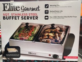 Elite Gourmet Gourmet 2.5 Qt. Stainless Steel Buffet Server with 2-Crocks