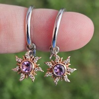  Disney Enchanted Rapunzel Amethyst Diamond Sun Drop Earrings Sterling 10K Gold 