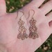 14K Yellow & White Gold Cascading Beaded Lace Drop Dress Shaped Earrings