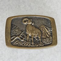 Vintage 1978 BTS Longhorn Sheep Ram Belt Buckle 