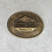 Vintage Busch Mountain Logo Brass Belt Buckle 1982 Raintree