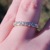 10K Yellow Gold Diamond Tulip Shaped Flower Style Band Ring Size 6.75