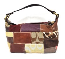 Coach Holiday Patchwork Demi Hobo Handbag - Suede Signature Mini Purse