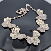 Costume Jewelry Butterfly Flower Chain Link Necklace 17 inches