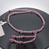Lori Frantz-Koenig Faux Pink Crystal Beaded Necklace Chain 16.5-19 Inches