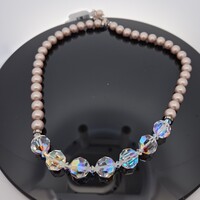 Lori Frantz-Koenig Faux Pearl Rainbow Crystal Necklace Chain 17-20 Inches