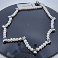 Lori Fantz-Koenig Faux Pearl Crystal Art Deco Necklace Chain 17-18.5 inches