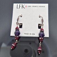 Lori Frantz-Koenig Purple Crystal Drop Dangle Earrings 