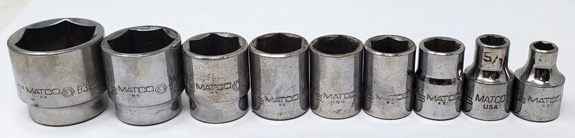 Matco B Series 3/8" Drive 6 PT Sockets - Lot Of 9 