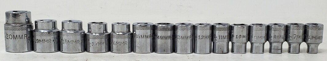 MAC Tools 15pcs Metric 3/8" Socket Set - Mix Of 6PT & 12PT (6mm-20mm)