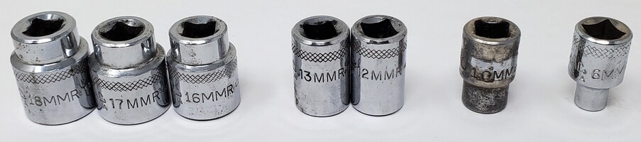 MAC Tools 3/8" DR. Metric Sockets - Lot Of 7 - (18-16mm, 13mm, 12mm, 10mm, 6mm)