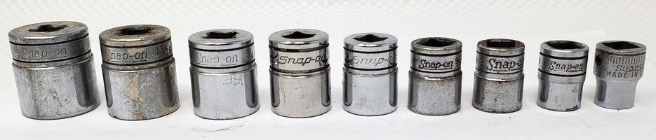 Snap-On SAE 3/8" Drive Sockets - Lot Of 9 - FS141-FS281 (6pt) & FS120 (12pt)