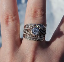  14K Rose & White Gold 1.88TCW Diamond 7 Band Cocktail Engagement Ring Size 8.5 