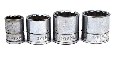Husky 3/8” Drive 12 Point Metric Socket Lot Of 4