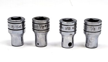 Snap-On USA Allen Hex Sockets - Lot Of 4 - 3/8" Drive - 1/8"(2), 9/64", 5/32"