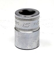 Vintage Snap On FM15 - 15mm, Metric Shallow, Chrome Socket 3/8” Dr 12-Pt USA