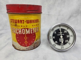 Stewart Warner SW Portable Hand Tachometer & Tin 757-W