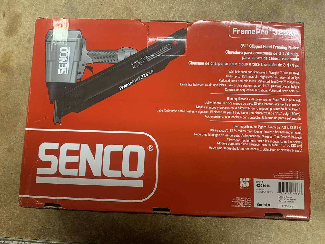 Framepro Box Senco FramePro 325Xp Pneumatic Framing Nailer Brand New Open Box ...