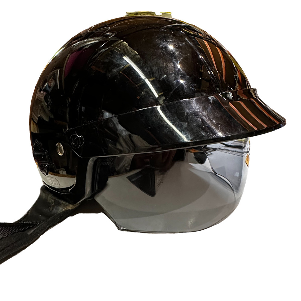 Harley Davidson HD-S1V Black Motorcycle Half-Helmet w/ Retractable Visor (S)