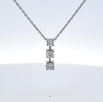 14K White Gold 3 Stone Diamond Pendant Charm with Necklace .66TCW 4.5G 16 Inches