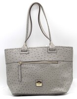 Dooney & Bourke Gray Ostrich Pebbled Leather Purse Tote Bag Handbag