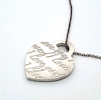   Tiffany & Co. Notes Heart Tag Necklace Script Cursive I Love You 925 Silver