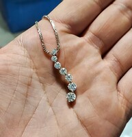 14K White Gold Diamond Journey Pendant Charm (1.25") w Necklace (16") 1.40TCW 