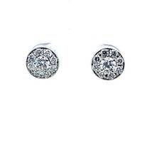 14K White Gold Neil Lane Diamond Cluster Stud Earrings 0.94ctw