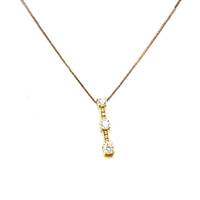  14kt Yellow Gold Diamond Necklace - Past Present Future - 3 Stone -0.78ctw